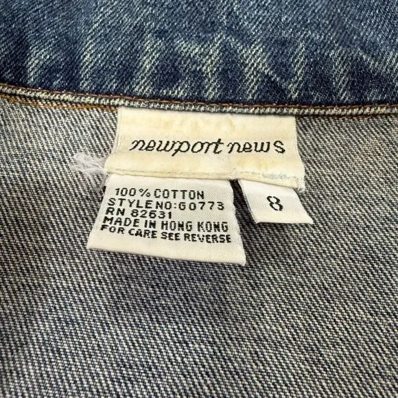 Vintage Newport News Denim Jacket Western Y2K Women's Size 8 Rodeo Festival Trim - Picture 7 of 12